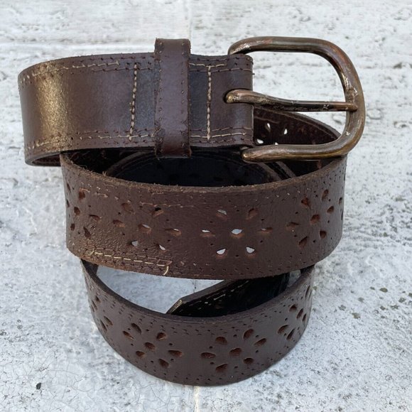 Accessories - Genuine Leather Belt Pin Buckle Unisex Waistband Brown Belt Size 32 inches